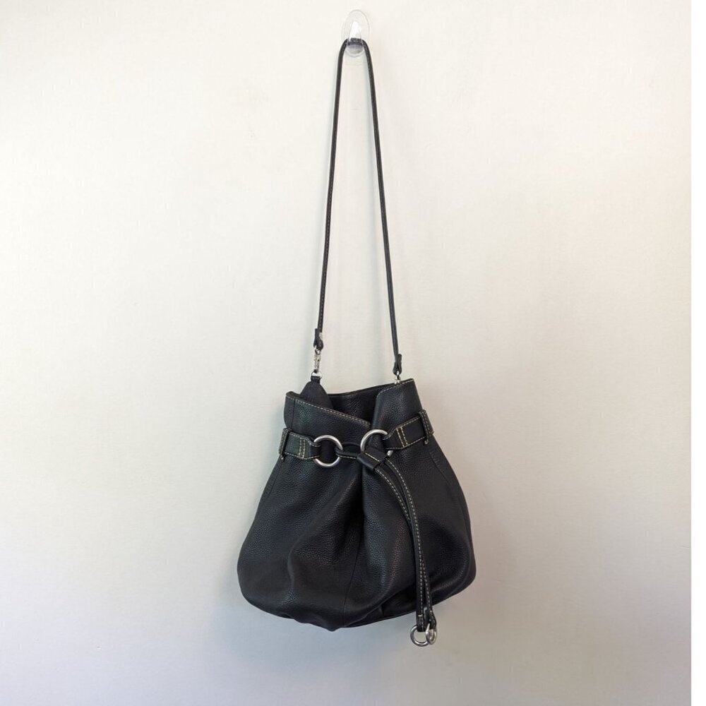 Fossil Pebbled in‎ Leather Drawstring Crossbody Bucket Bag